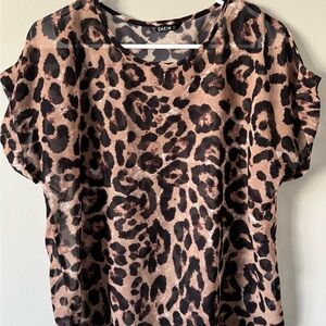 SHEIN Animal Print Blouse - Brown and Black